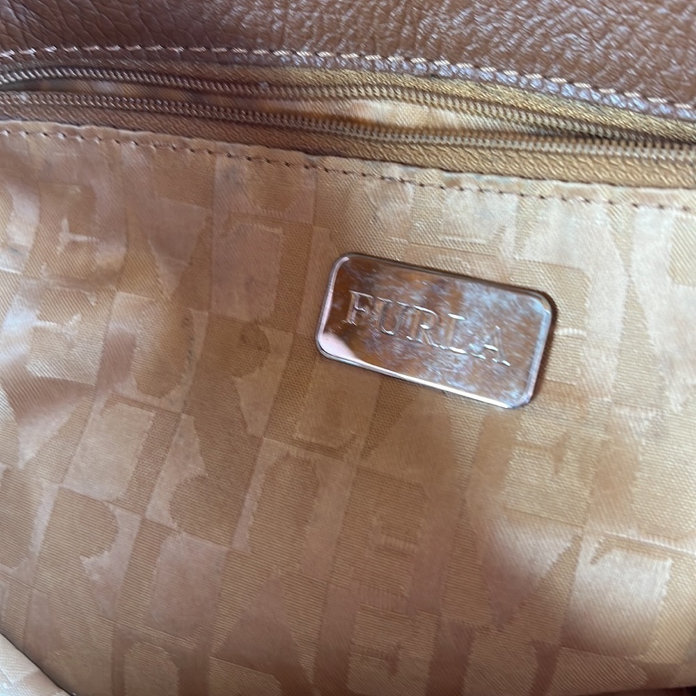 Furla Woven Straw Tote Cream Brown Leather Trim Large Shoulder Bag Resort Luxury - Picture 8 of 12